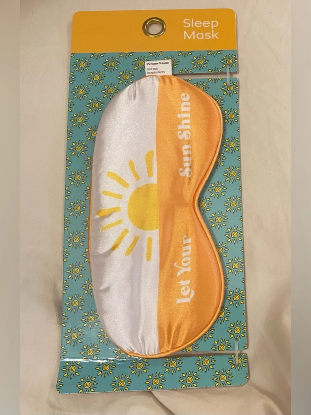 Let Your Sun Shine Satin Sleep Mask Orange Yellow Eye Mask